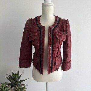 HINGE Red Gray Wool Blend Blazer Jacket Size XS (0/2)